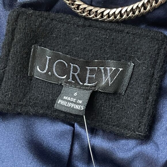 J.CREW Toscana Coat Italian Stadium Cloth Wool Blend 6 Black NEW Jacket CE180 - Picture 7 of 14